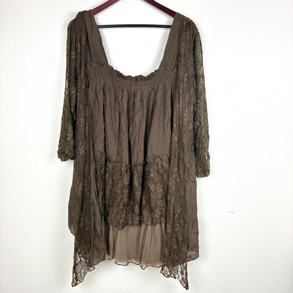 NWT Womens Dress L Cottage Oversized Ruffle Lace Boho Whimsigoth Fairy Grunge